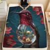 1Pc Glass Bird Print Flannel Blanket, High Quality Comfortable for All Seasons, Home Decor, Warmth and Comfort, Perfect for Christmas Gifts