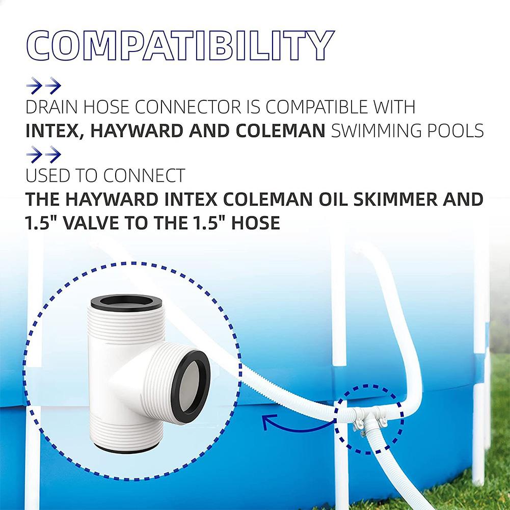 Pool Hose Extender with 3 L Rings Pool Pump Hose Tee T-Joint Connector Above Ground Pool Hose Connector for Intex Coleman Pool