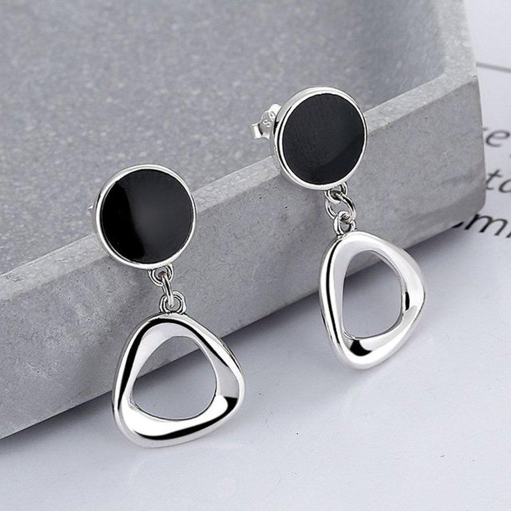 

High-quality 925 sterling silver earrings Black Luna e055 (Wfgjepu)