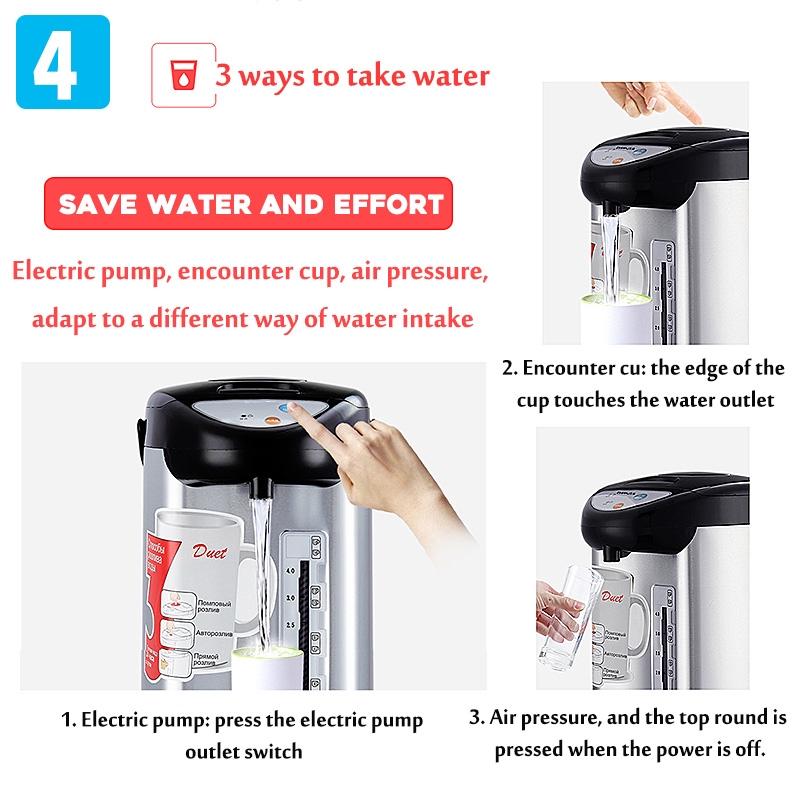 304 Stainless Steel Wired Electric Kettle Water Boiler and Warmer Anti-dry Power off Heating Large Capacity 750W 5L