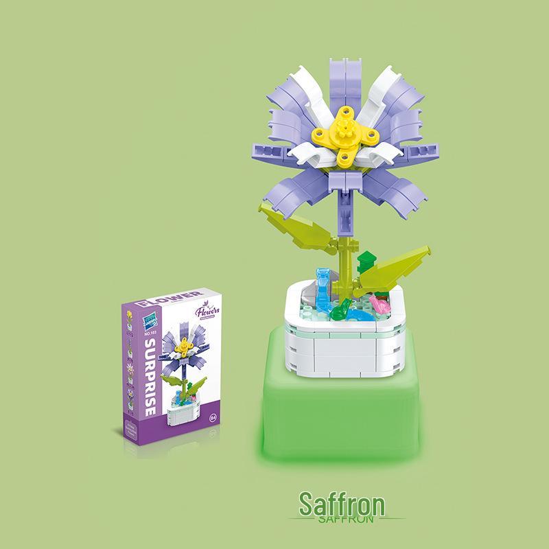 Kids' Educational Interlocking Building Blocks - Flower Potted Plant (Rose & Epiphyllum) Compatible with Top Building Block Models