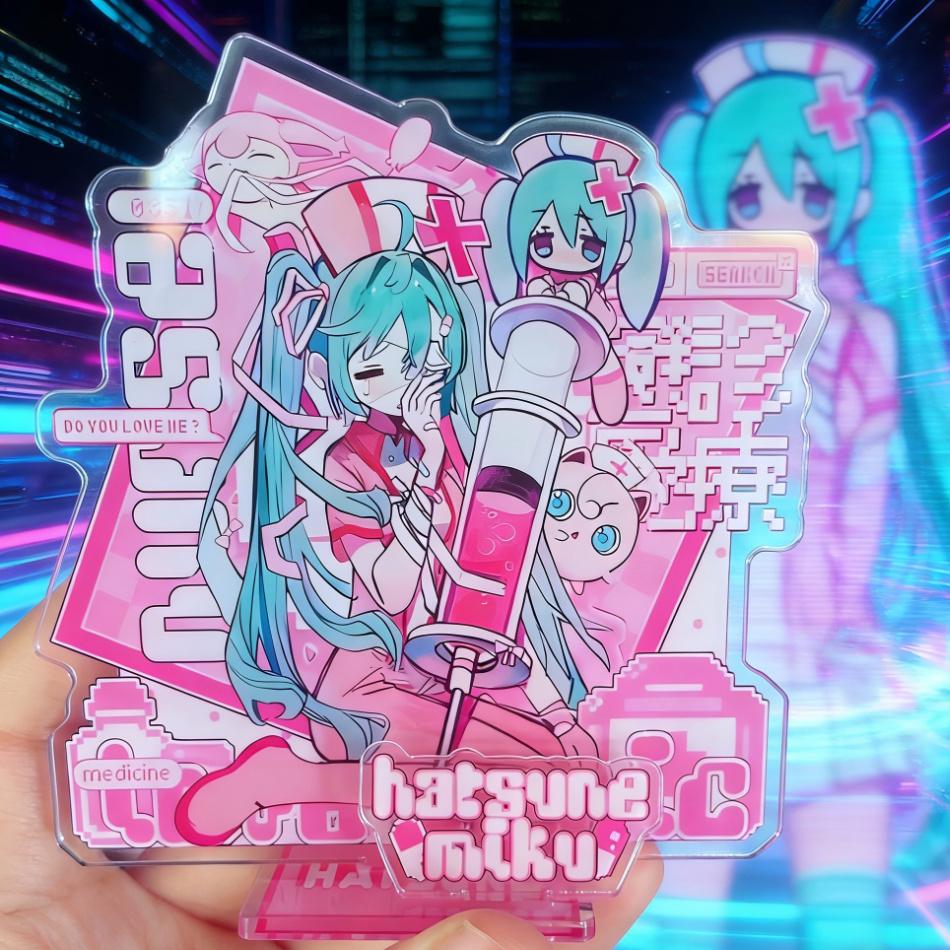 2Pcs Kawaii Miku Anime Peripherals Acrylic Standing Sign Ornament Originality Personality Acrylic Bracket Fans Collect Gifts