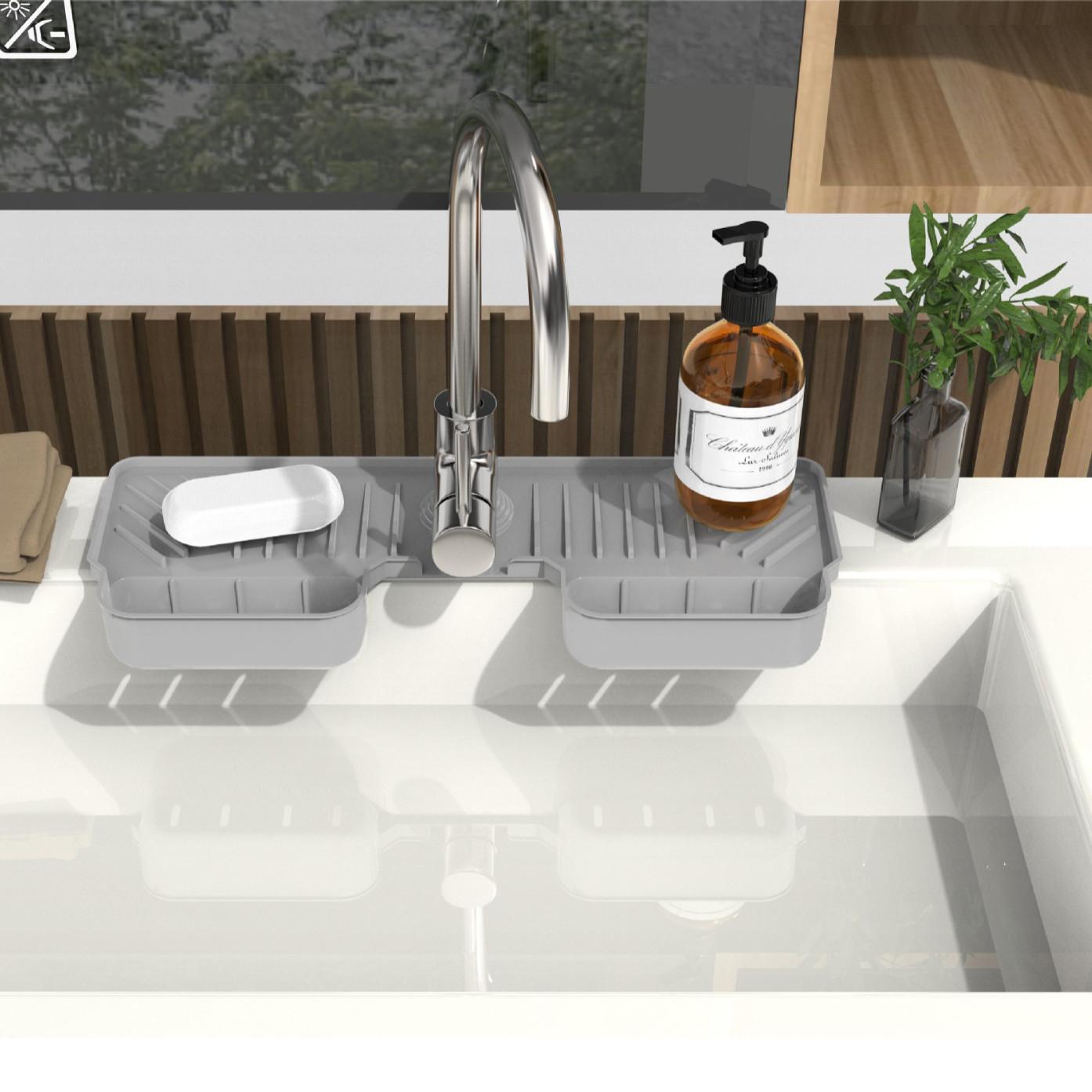 

Коврик для крана, защита от брызг, силиконовый коврик для крана для кухни и ванной комнаты светло-серый