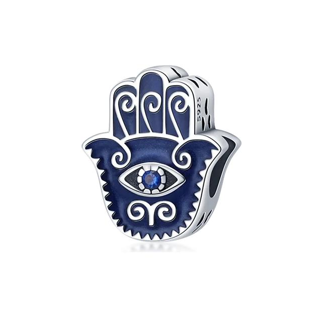 Pendentif porte-bonheur yeux du diable bleu, en argent Sterling 925, breloques en forme de palmier égyptien, perle, bijoux à faire soi-même