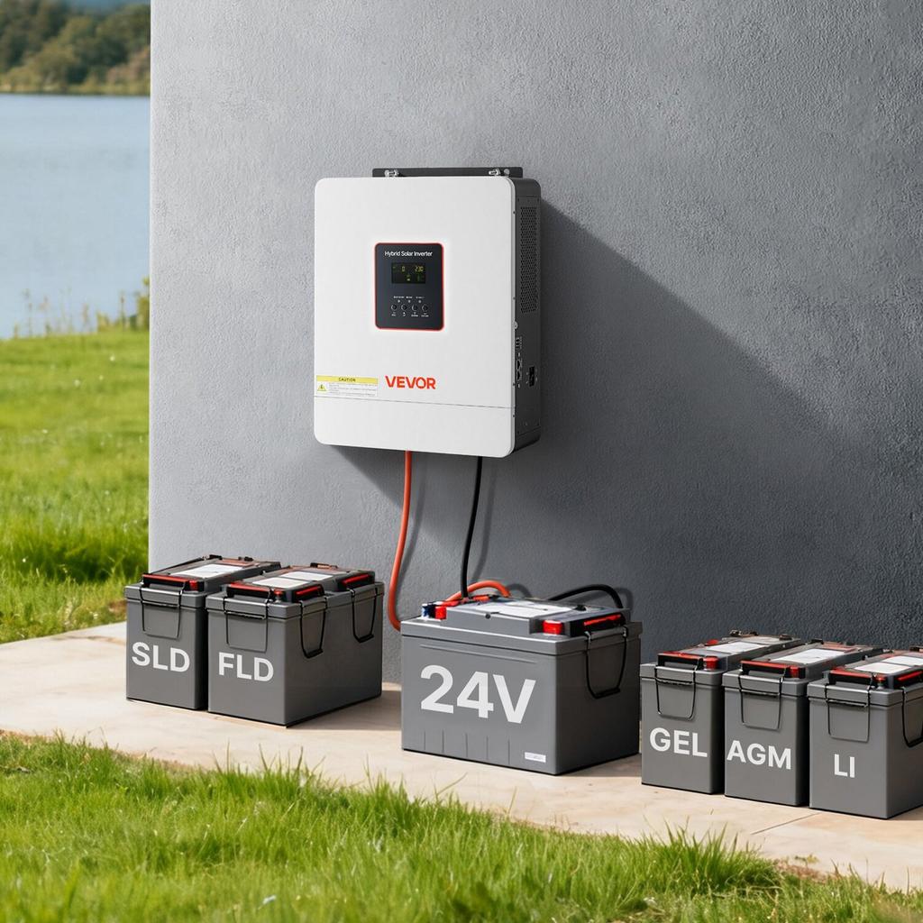 4000W hibridinis saulės keitiklis, 24V DC į 230V AC, grynos sinusinės bangos galios keitiklis įkroviklis, su integruotu 120A MPPT saulės valdikliu, WiFi moduliu,