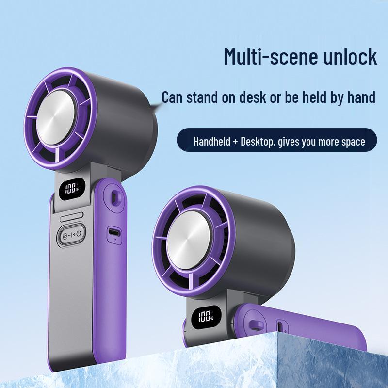 Portable Foldable Neck Fan with Digital Display & Stepless Speed