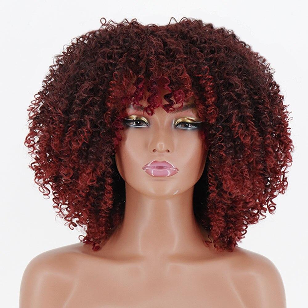 MISSQUEEN Short Afro Kinky Colly Wigs for Black Women African Cosplay Wigs Blonde Brown High Temperature Heat Resistant Fiber