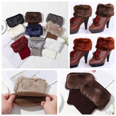 Einfarbig Winter Damen Strickstiefel Stulpen Warme Stiefelsocken Beinwärmer Socken