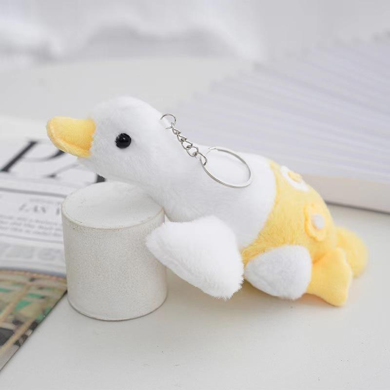 Non-Toxic Cute Flower Goose Pendant Cartoon Plush Toy Big White Goose Doll Bag Pendant Doll Keychain