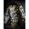 New Gold-plated Floral Print Men's Long Sleeved Shirt, Light Luxury Retro Court Style Shirt, Business Casual Trendy Top
