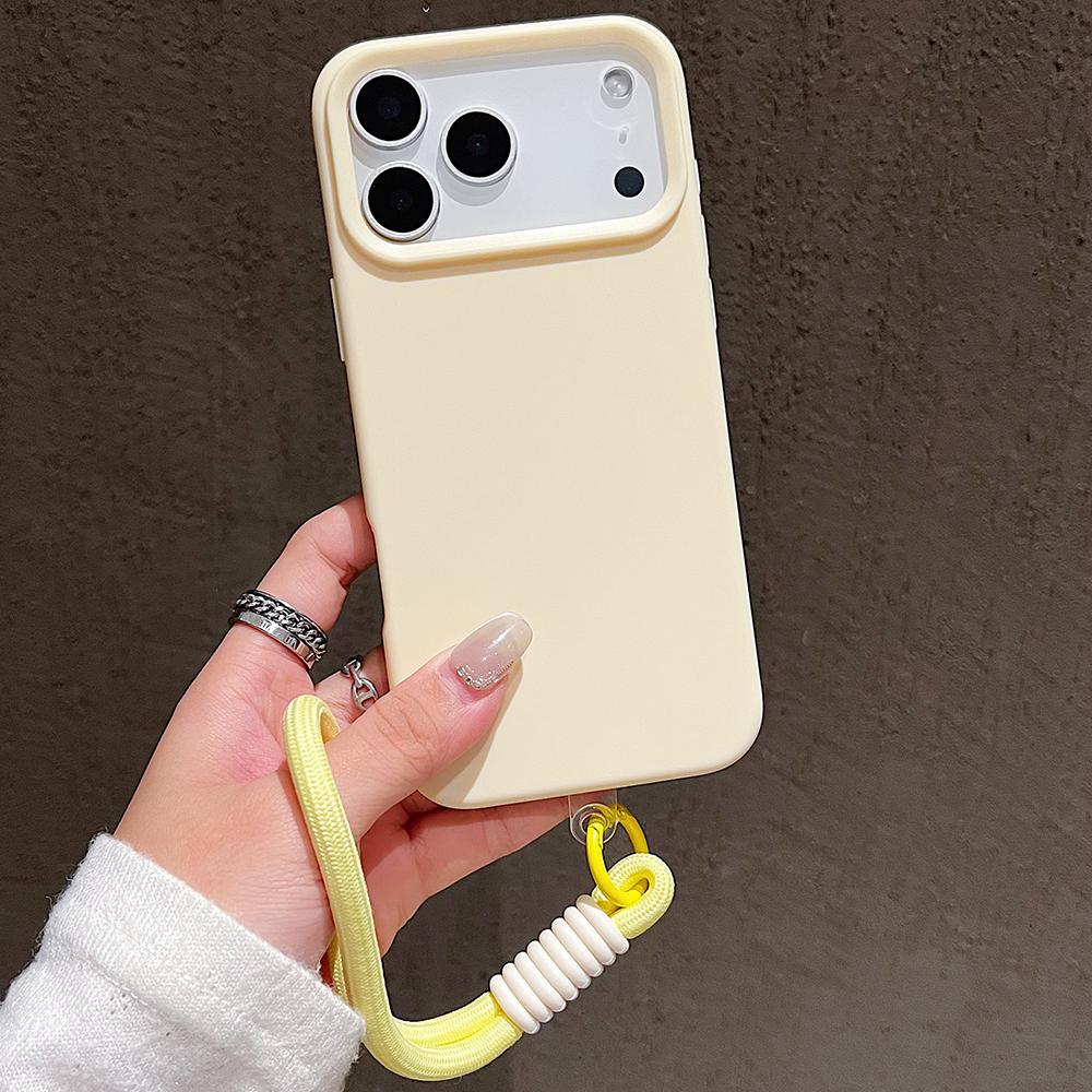 Candy Color Matte Wrist Strap Phone Case For 17 16 Pro Max 15 14 13 12 11 Air Plus Colorful Lanyard Shockproof Soft Cover
