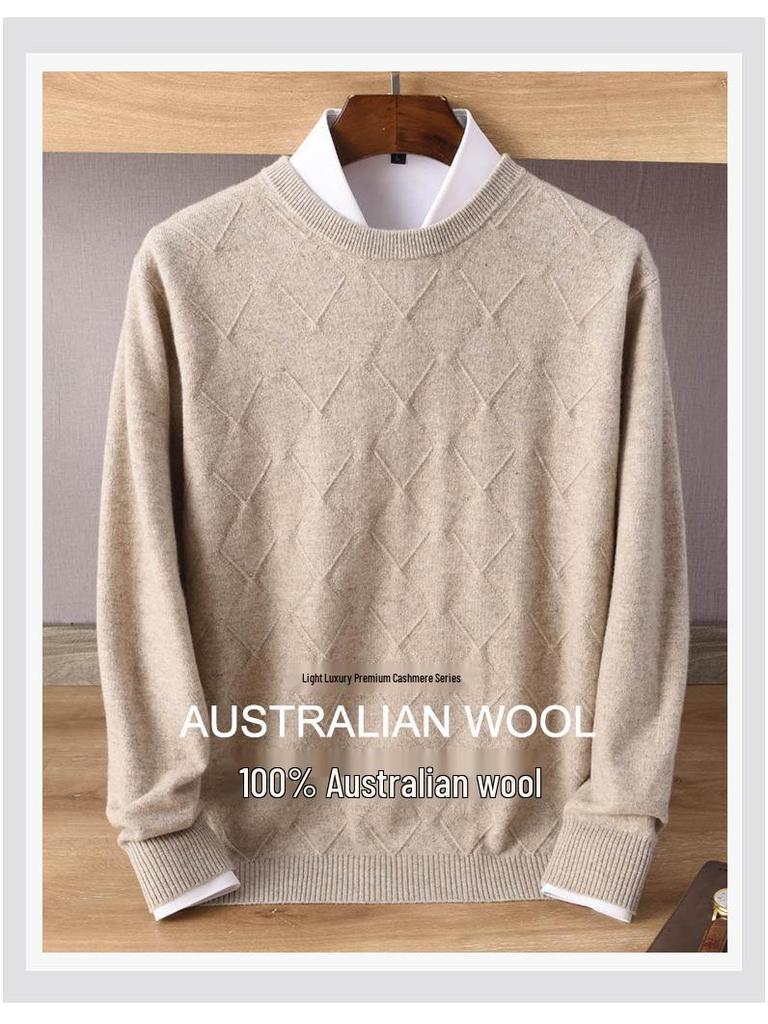 Men's Cashmere Sweater - Autumn/Winter Collection: Round Neck, Loose Fit, Solid Color, Business Casual Knitted Pullover