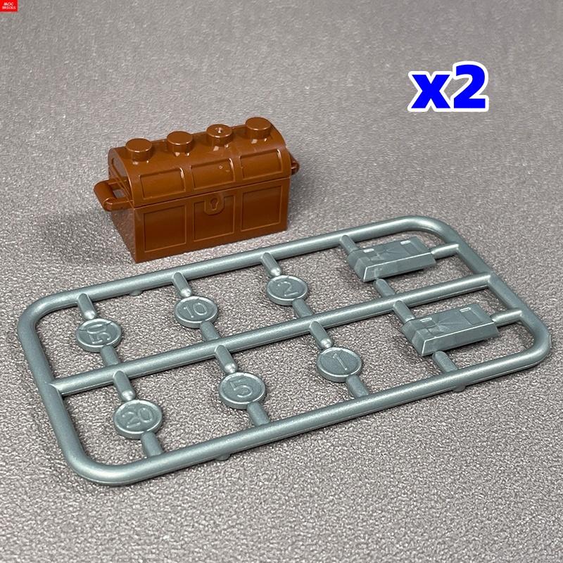 Non-Toxic Moc Bricks Utensil Ingot Bar Dollar Coin Money Gold Silver Painted Gold Gem Treasure Box 99563 Building Blocks Children'S Toys