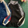 Herrenjacke, Farbblock, locker, Vintage, lange Ärmel, Reißverschluss, Stehkragen, winddicht, weich, Streetwear, Schule, Baseballmantel, Frühlings- und Herbstmantel