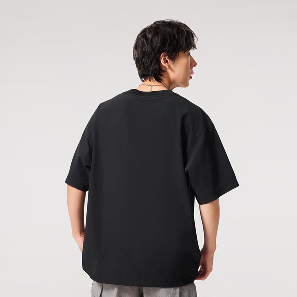 Li Ning Badfive Letter Rundhals Atmungsaktiv Vielseitig Locker Kurzarm T-Shirt Herren Tops Schwarz AAFV005-1