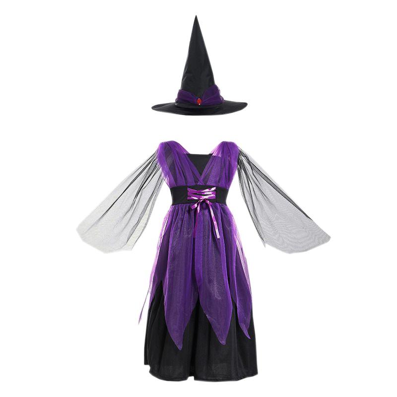 Children Cosplay Halloween Witch Costume Teens Baby Girl Gown Dress Infant