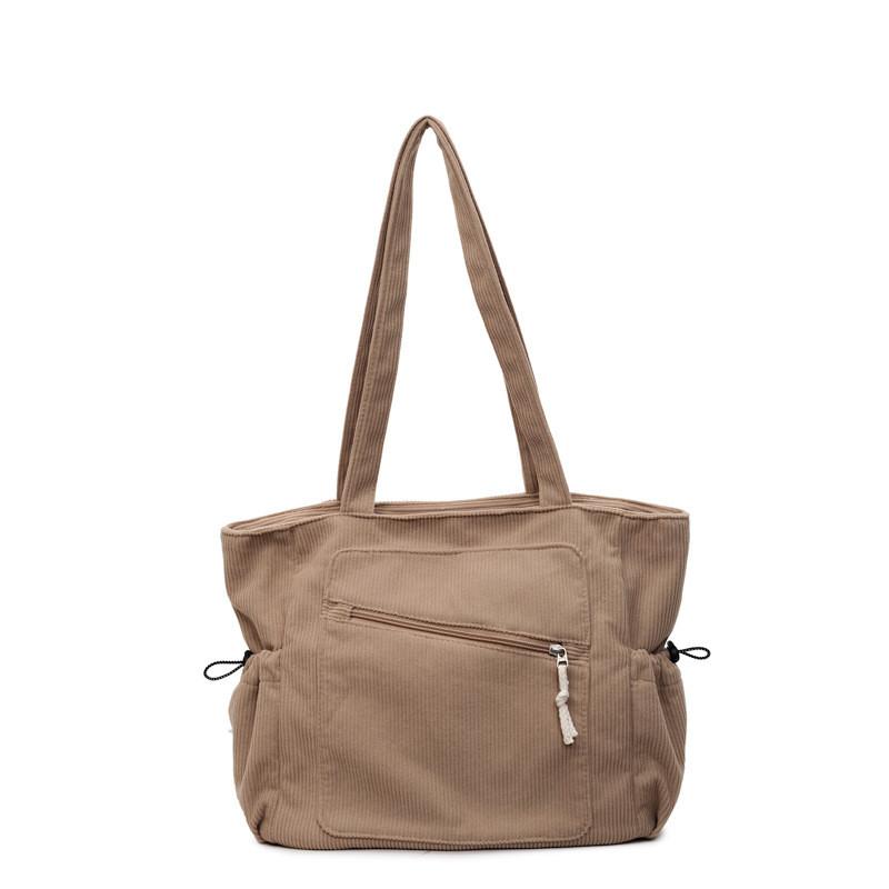Urban Style Corduroy Shoulder Bag With Zipper Closure For Casual Outings