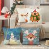 Christmas Cartoon Pillow Covers Pattern Cushion Cover Suitable for Sofa Bedroom Car Pillow Cover