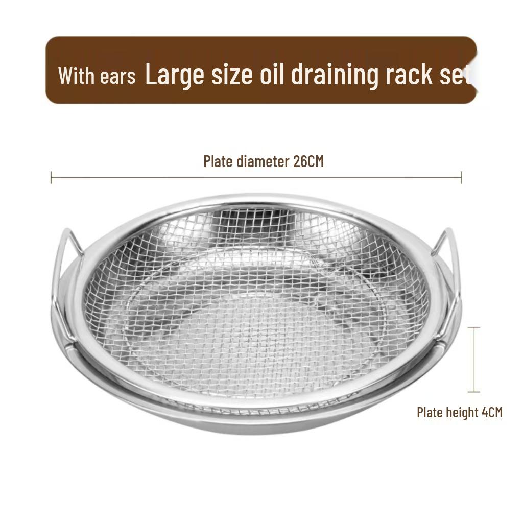 304 Stainless Steel Oil Filter Mesh Frying Basket and Draining Tray