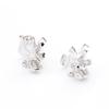 New exquisite three-dimensional diamond-encrusted zircon small flower earrings, freshwater pearl flower earrings, earrings without ear piercings, wome