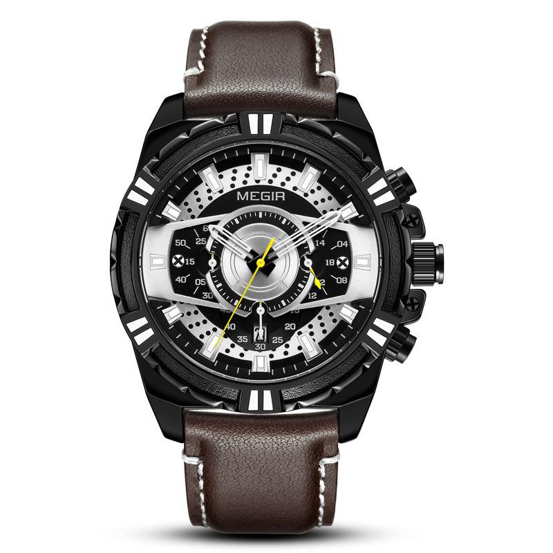 Multifunctional Calendar Luminous Waterproof Large Dial Quartz Men'S Watch 2118G