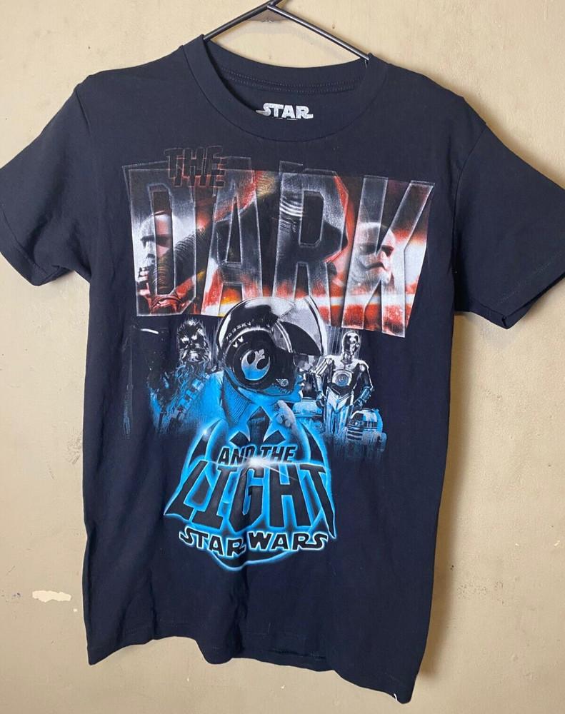 Звездные Войны Мужская S Футболка Черная Темная Сторона и Светлая Сторона Черная С Круглым Вырезом Графическая Унисекс Футболка S