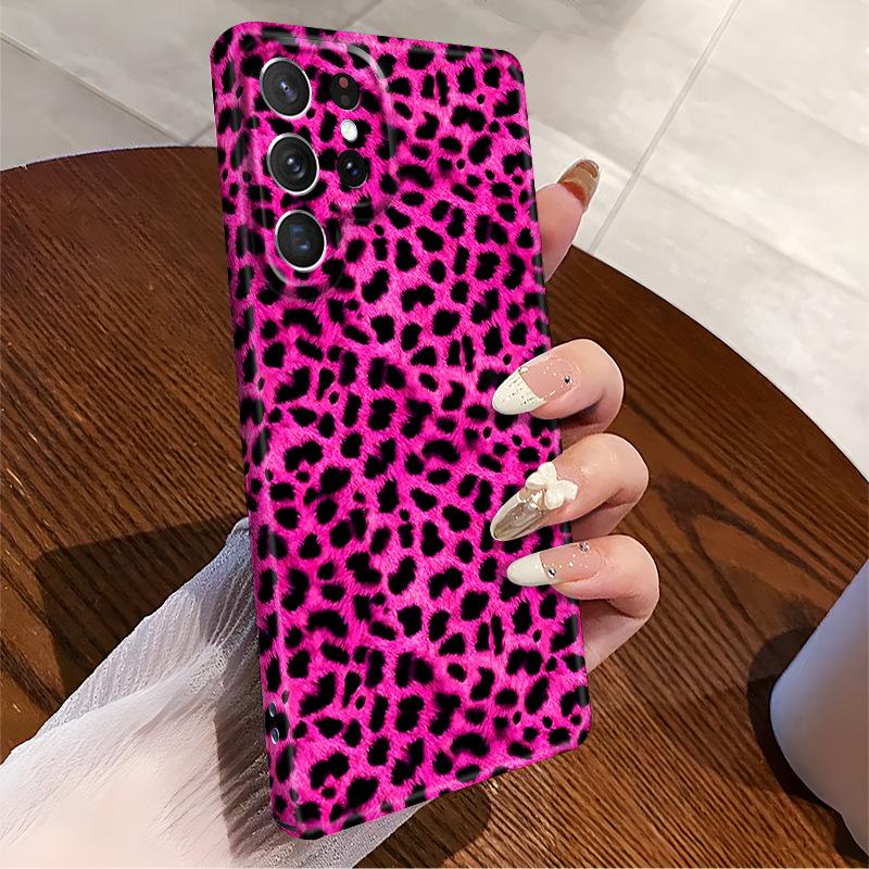 European and American Trends, Cool Rose Red Leopard Print, Samsung S26Ultra Film, Mobile Phone Case S24 + Anti-drop Protective Case, Advanced Sense