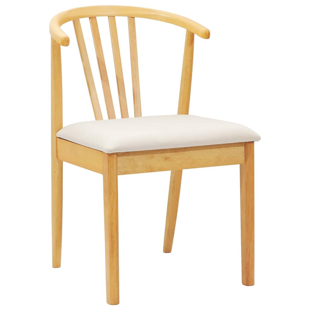 Dining Chair Set of 2 Natural Light Color Solid Rubberwood