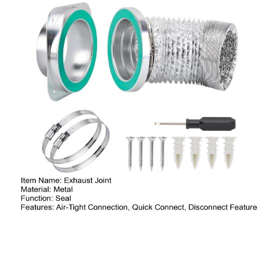 1 Set Exhaust Connector Metal Housing Magnetic Dryer Vent Connector Kit Easy Cleaning Air-Tight Exhaust Joint