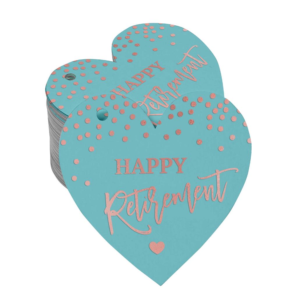 Inkdotpot Silver Foil Paper Hang Tag Happy Retirement Favor Tag 100 Pieces