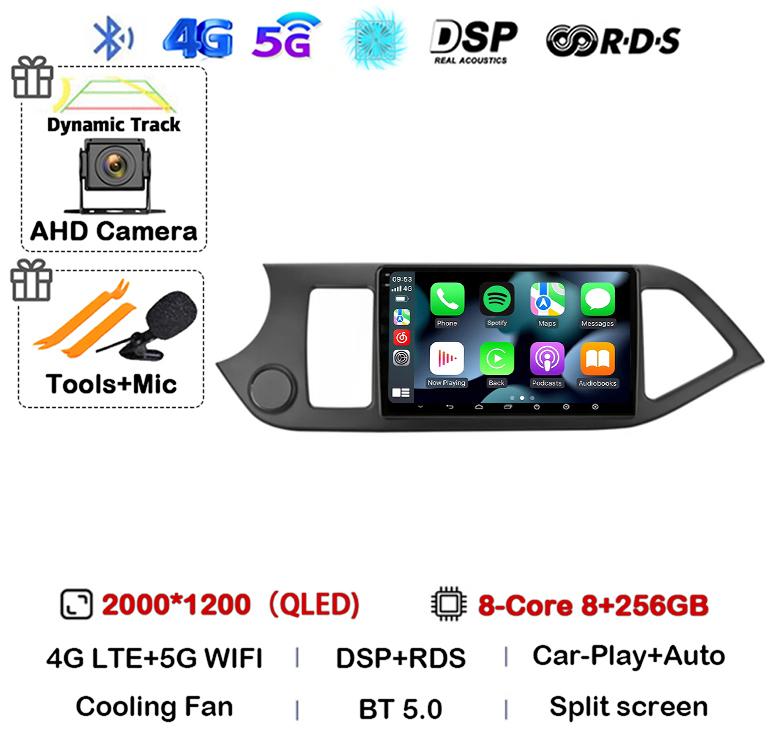 Android 14 Carplay Auto For KIA PICANTO Morning 2011 2012 2013 2014 2015 2016 Multimedia Car Radio Navigation Player WIFI+4G DSP