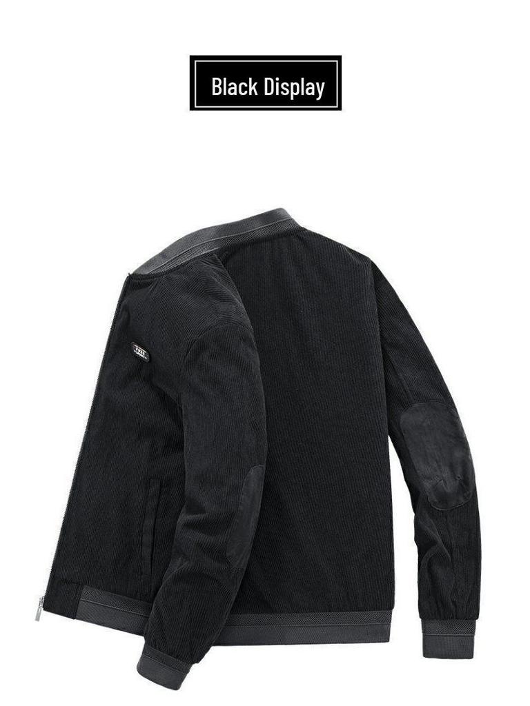 Men's Winter Corduroy Baseball Collar Jacket - Retro, Casual, Loose Fit, Plus Velvet Thickened