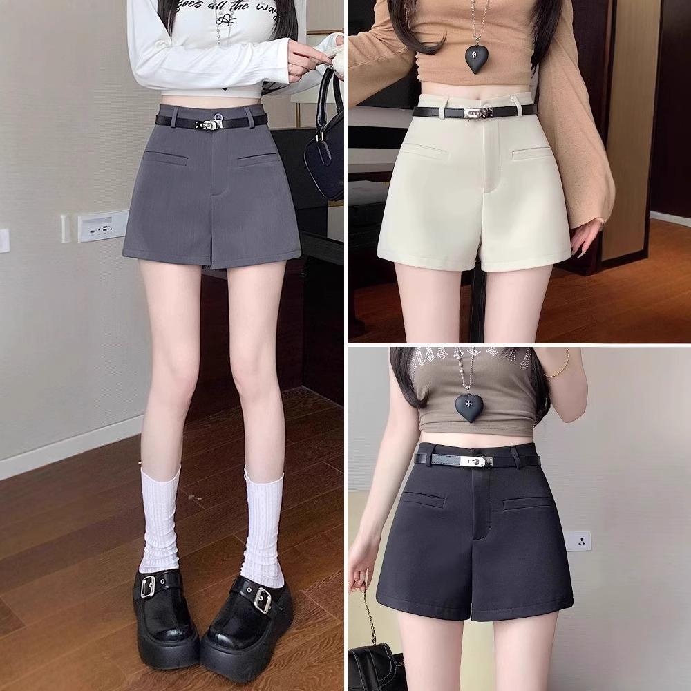 2025 New Korean Style Women's High Waist White Summer Shorts, Slimming Wide Leg Casual Pants