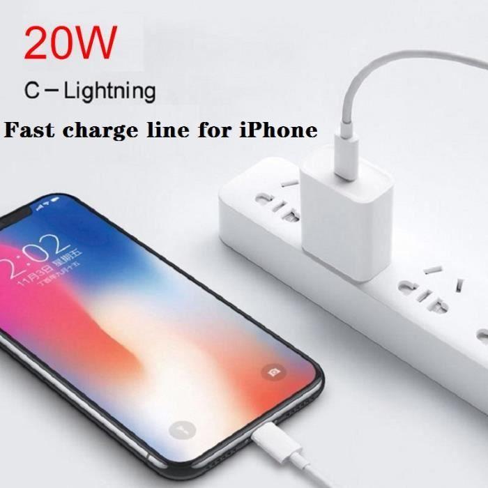 20W Charger Power Adapter for Iphone 12 Pro Max USB-C Port Quick Charge 3.0 EU Wall Plug USB Type C Charging Cable, 1 M