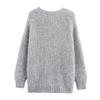 2025 Autumn Women's European & American Style Loose Knit V-neck Long Sleeve Cardigan Sweater