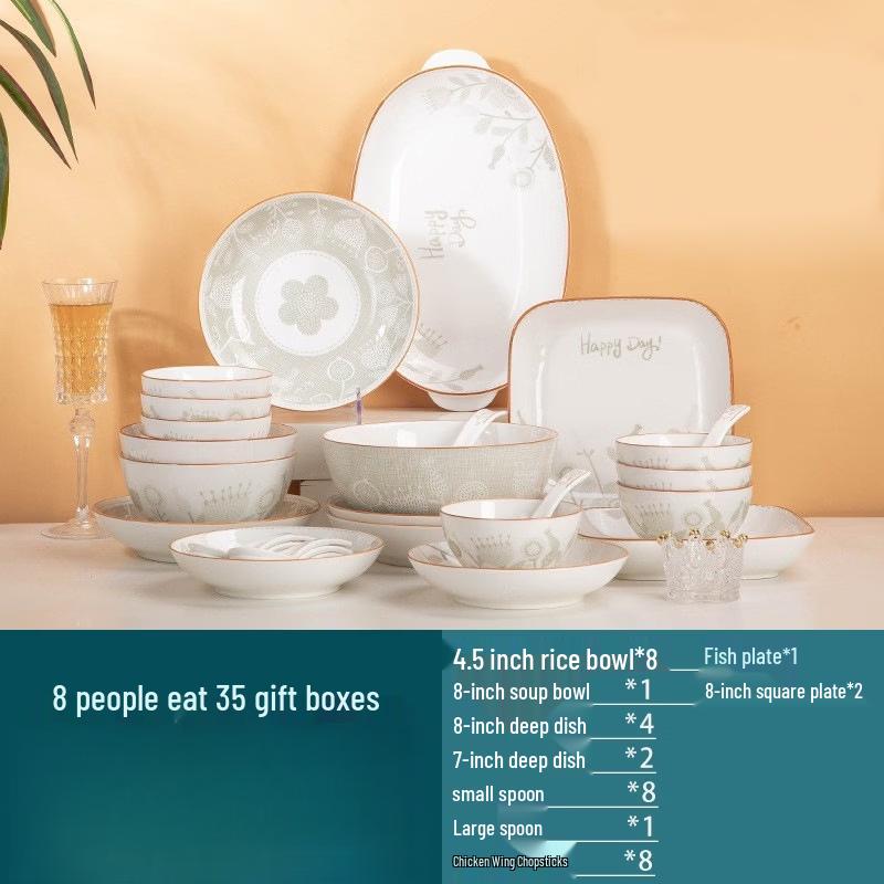 Ruhan 35-Piece Ceramic Dinnerware Set