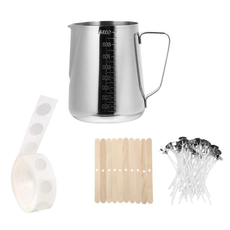 1 Zestaw do Robienia Świec Garnek do Wlewania Knoty Naklejka Fixator do Świec DIY Narzędzia Rękodzieło Świece Woskowe Ręcznie Robione DIY na Wesele Imprezę