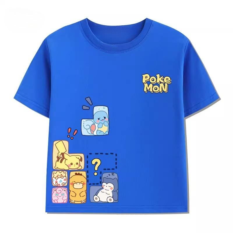 Potdemiel Estate Nuova T-shirt in Puro Cotone con Stampa Pikachu per Bambini, Ragazzi e Ragazze, T-shirt per Bambini Comoda e Traspirante