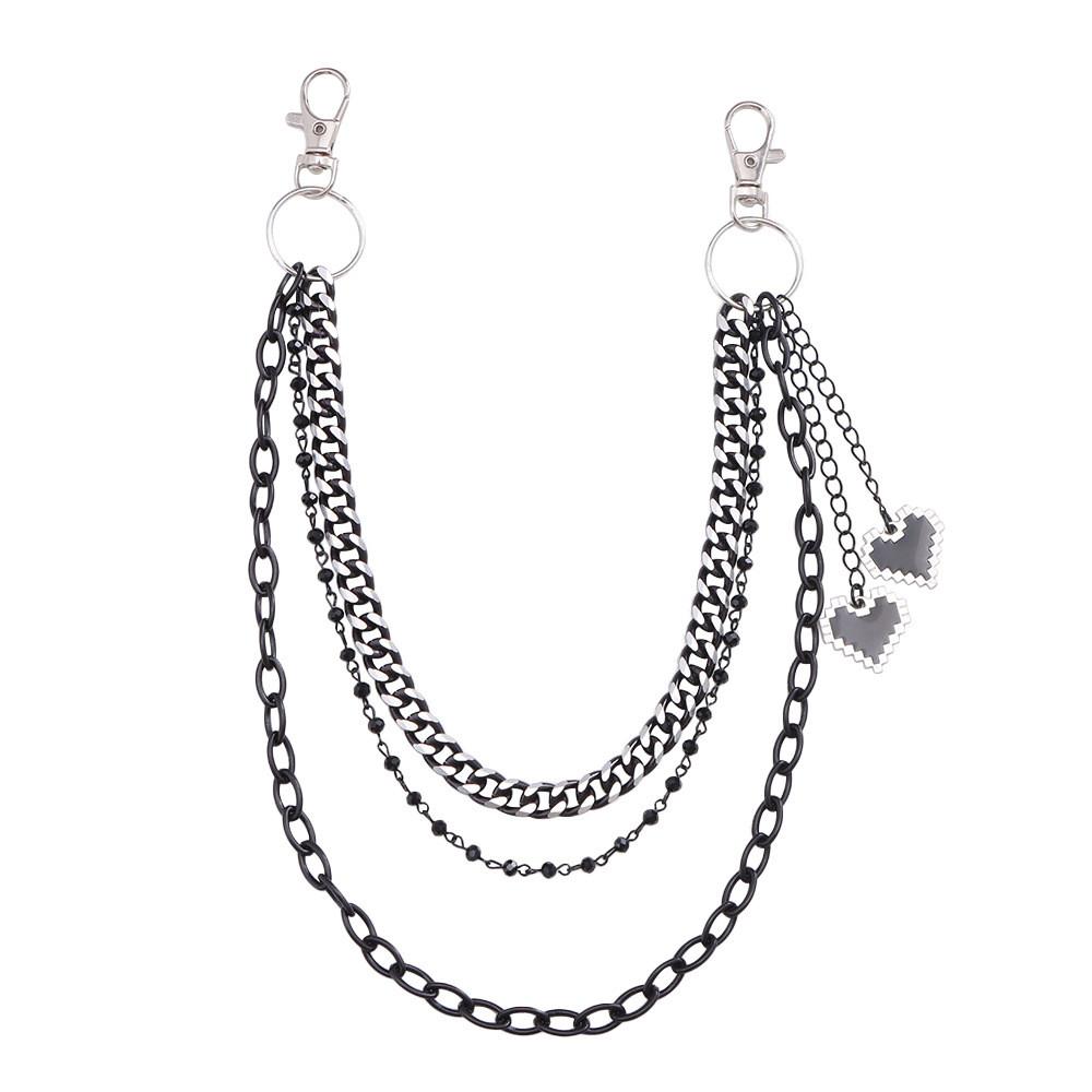 Hip Hop Heart Pendant Metal Belt Chain For Men And Women Casual Fashion Accessory