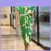 2023 Summer European And American Cross-border Women's Dress Printed Turn-down Collar Short Sleeve High Waist Long Shirt Dress" Characters)