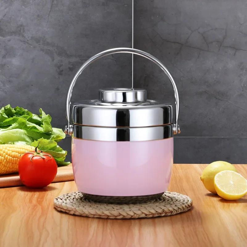 

1.2L/1.5L Stainless Steel Vacuum Insulated Thermos Food Thermo Container Lunch Box Soup Jar (12 - 24 Hours) 1.5L розовый