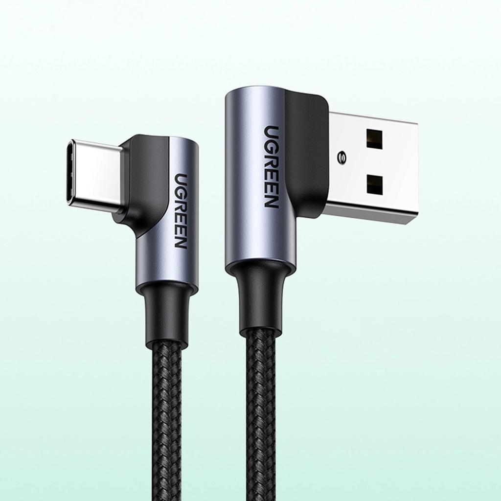 Ugreen 90° Angled Cable Usb C - Usb 2.0 480Mb/S 3A 3M Black (Us176)