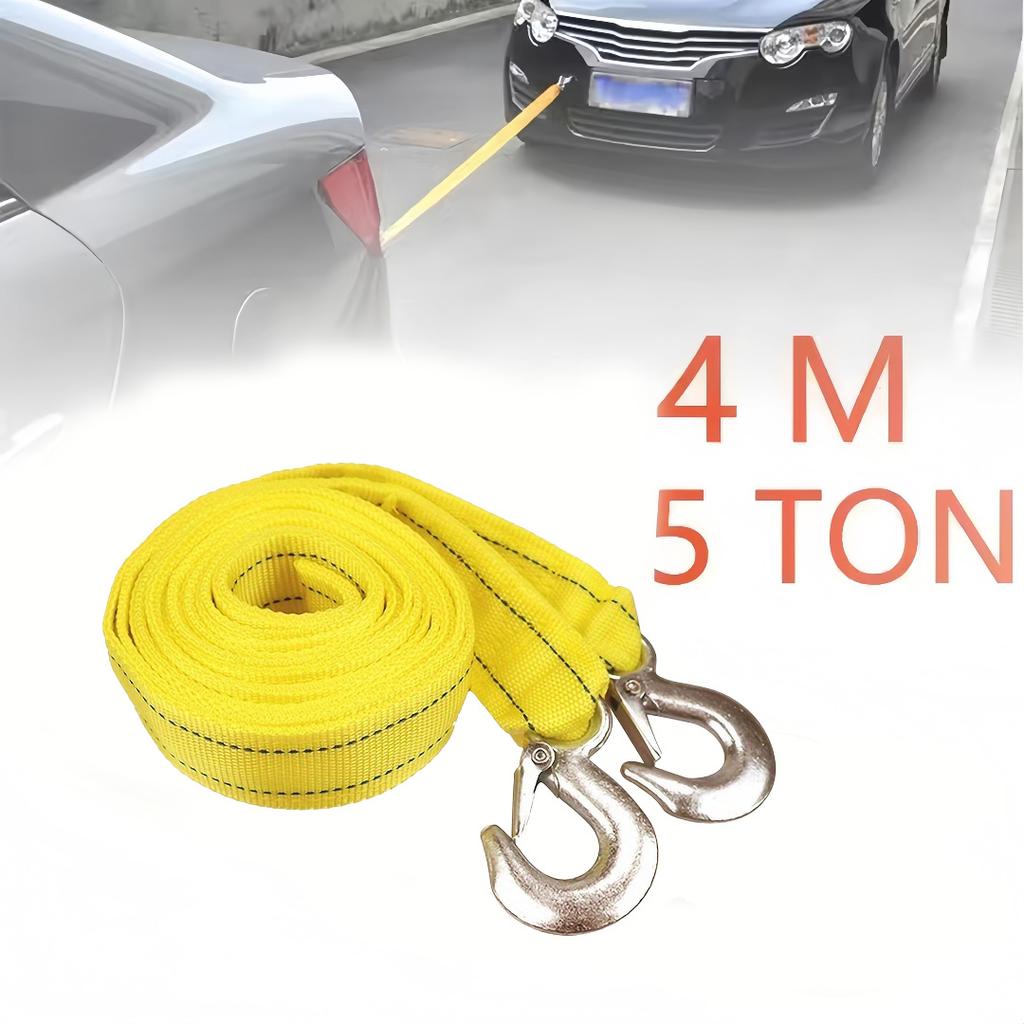 Portable 4M Heavy Duty 5Ton Car Tow Cable Towing Pull Rope Strap With Hooks Portable Self-driving Tourism Heavy Duty Rescue Rope