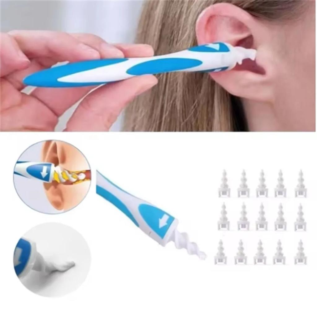 Soft Portable Spiral Ear Oil Remover Ear Oil Remover for Adults and Children 16 Head Ear Wax Cleaning Tool