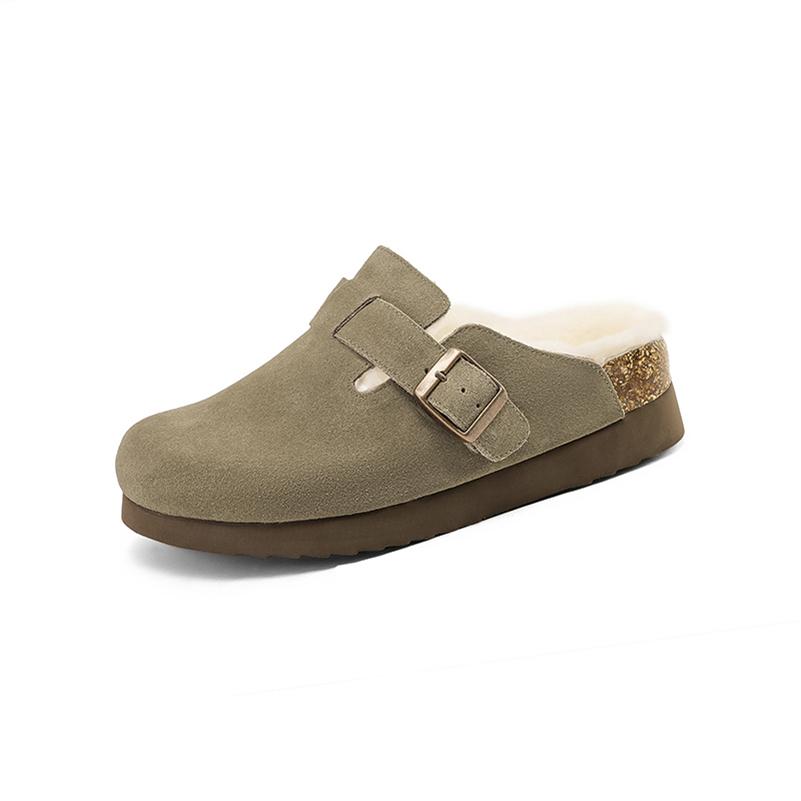 

Жіноче взуття Meotina з натуральної шкіри на плоскій підошві з круглим носком, вовняна платформа, пряжка, коров’яча замша, тепле жіноче модне повсякденне взуття, зимове бордове 40 39 коричневий