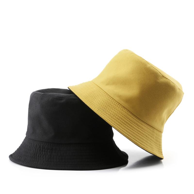 New Men Women Black Solid Bucket Hat Two Side Wear Unisex Simple Bob Caps Hip Hop Gorros Panama Cap Beach Fishing Boonie Sunhat