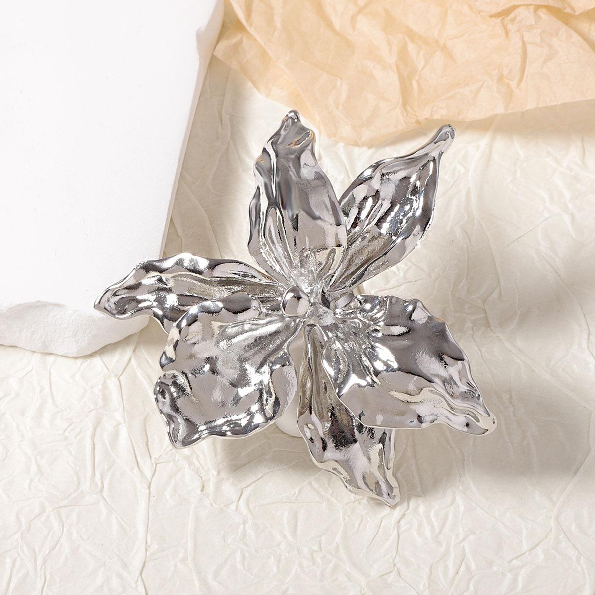 Преувеличенный модный тренд личности сплав большой цветок живое открытие кольцо простой нишевый универсальный модель серебряный