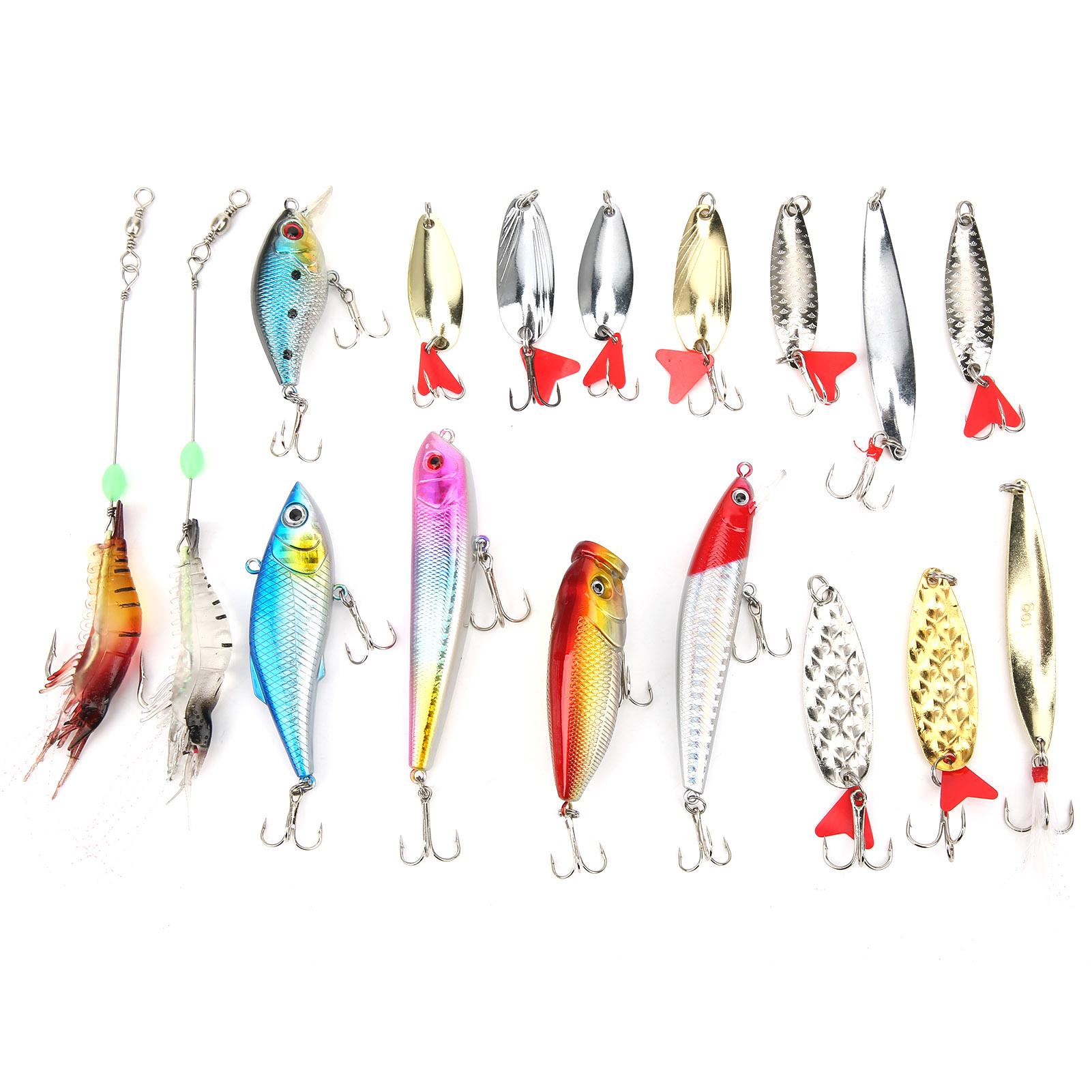 

17pcs/Set Artificial Fishing Lures Bait Fish Tackle Metal Plastic with Sturdy Hook Vivid Color