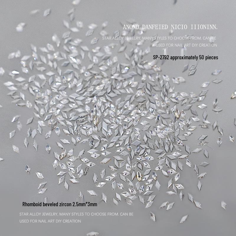 

Rhombus Nail Art Accessories: 50pcs Mini 5A Zircon Snowflake and Irregular Flatback Rhinestones