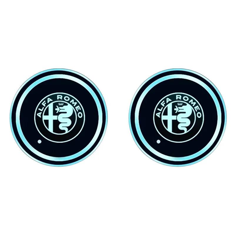 

Car Stickers For Alfa Romeo 2pcs/set Car Luminous Coasters Water Cup Mat Holder Auto Styling For Alfa Romeo Giulietta Giulia F1